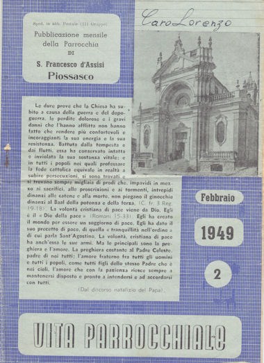 Vita Parrocchiale febbraio 1949 Bollettino di San Francesco