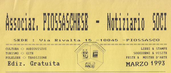 Associazione Piossaschese - marzo 1993