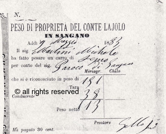 Peso di propriet del Conte Lajolo