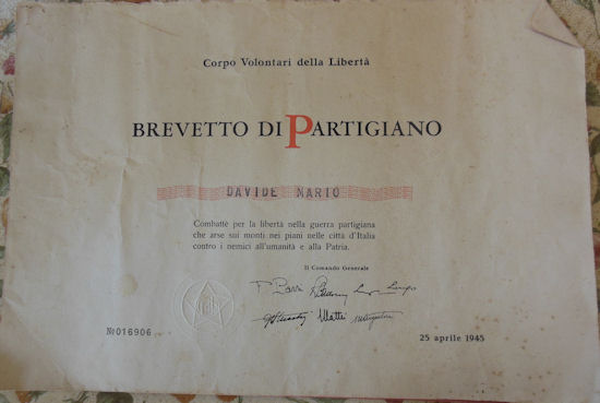 Brevetto da Partigiano