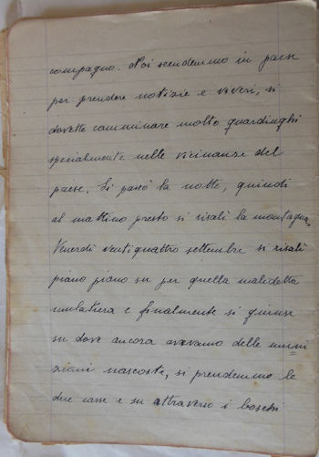 Venerd ventiquattro settembre si risal piano piano su per quella maledetta mulattiera e finalmente si giunse su dove ancora avevamo le munizioni nascoste